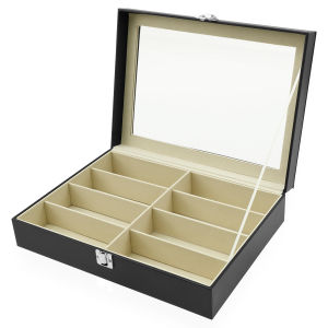 8 Slot PU Leather Glasses Case Glasses Organizer with Detaahable  Drawer For Eyeglass Sunglasses Storage Display box