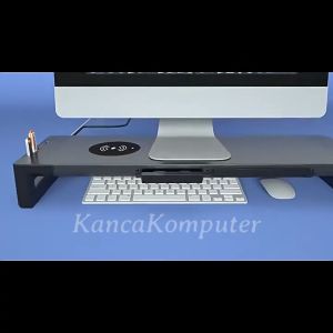 MJH Stand Monitor Laptop Desk dengan Pengisian Daya Nirkabel & Port USB - KM6052