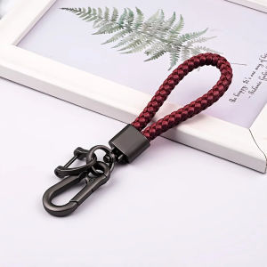 1 Hand Woven Leather Car Keychain 360 Degree Rotating Horseshoe Buckle Key Rings Lanyard Key Chain Accessories
