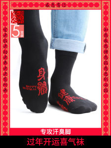 Red Silk Socks for Men Lunar New Year Gift Boxed Snake Year Special Edition Mid-Calf Autumn Winter Home Wear Socks