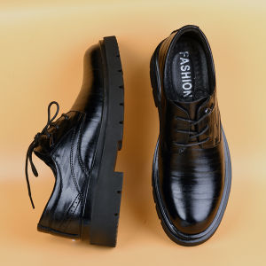 Casual Leather Shoes Large Head Wide Toe Square Head Wedding Groom Shoes Business Formal Black Soft Bottom Mens Fashion Sneakers