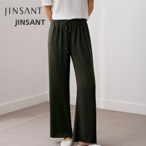 JINSANTA | Heavy-weight Mulberry Silk Stretch Resistant Straight Wide Leg Pants