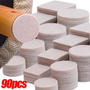 90Pcs Felt Chair Leg Pads Self Adhesive Floor Scratch Protector Mat Furniture Table Legs Covers Round Bottom Anti-Slip Pads