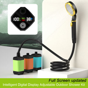 ZUZG Portable Camping Shower Pump RV Outdoor Shower Kit Camp Shower w/Full Screen Intelligent Digital Display Adjustable 6000mAh 7800mAh 9000mAh