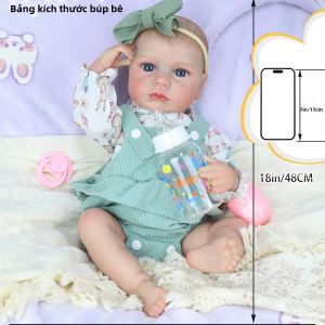 Búp Bê Sơ Sinh Reborn Loulou 18 Inch Toàn Thân Silicon Vinyl Bé Gái Đang Thức Dậy Da Vẽ Tay 3D Mềm Mại Dễ Thương Tương Tác Quà Giáng Sinh Cho Bé Gái