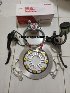 paket handle master rem Bmbo tabung big smoke + kaliper 2 piston big logo + piringan disc cakram 220mm + breket kaliper 220mm Honda Yamaha beat Scoopy Mio Vario Jupiter Vega fiz r dll