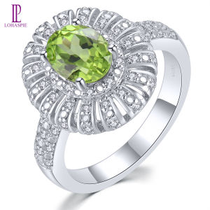 Lohaspie เครื่องประดับจริง1.3กะรัต925เงินแท้แหวนเงินแท้925แหวนเพอริดอทธรรมชาติแท้แหวนหินประจำวันเกิดเพริดอตผู้หญิงแบบดั้งเดิมสำหรับแหวนเครื่องประดับ925เงินสเตอร์ลิง