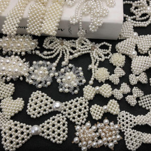 A Variety of Handmade Beads Bow Cloth Sticker Pearl Stickers Patch DIY Hand Sewing Clothes Decorative Headdress Decorations
