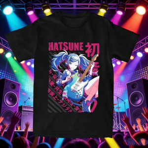 Bandai | Mens hatsune miku Guitar T Shirts Tops Summer Streetwear Short-Sleeved Mens YK2 T-Shirt O Neck Fashion Design Tee Woman Shirt