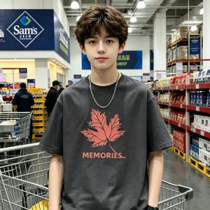 Boys Short Sleeve Light Weight Comfortable Round Neck Casual T-Shirt
