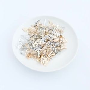 50pcs 19x17mm Metal Hollowed Butterfly Shape Pendant Gold Color Charms Beads For DIY Wedding Party Home Decor Headwear Accessory