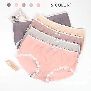 5 Pcs Woman Panties Cotton Antibacterial Underwear Free Size Seluar Dalam Wanita 纯棉底女士内裤