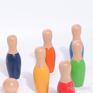 Bộ Đồ Chơi Bowling Gỗ Cho Bé - 6 Pin Bowling và 2 bóng  Đồ Chơi Vận Động Giáo Dục Cho Bé