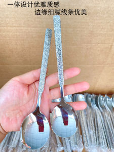 Thìa Rau Má in Nổi Bằng Thép Không Gỉ 304 Thanh Lịch Dài Tay Hình Quả Dưa Chuột Dùng Trong Gia Đình Thìa Cơm Chất Lượng Cao