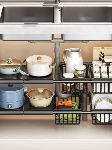 Expandable Kitchen Storage Shelf Stackable Cabinet Divider
