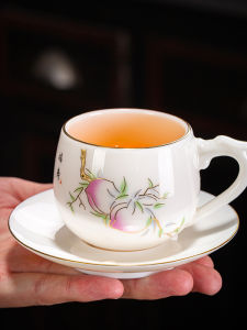 ชานมเซรามิกหยกแกะขนาดใหญ่พร้อมที่จับ ชานมสีเหลืองเพชร ชานมสีเขียวมะกอก ชานมสีแดง ชานมสีน้ำเงิน ชานมสีชมพู ชานมสีขาว