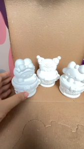 Tượng thạch cao tô màu TÁCH TRÀ hoạt hình xinh xắn tượng tách trà nắp rời bằng thạch cao trắng chưa tô màu