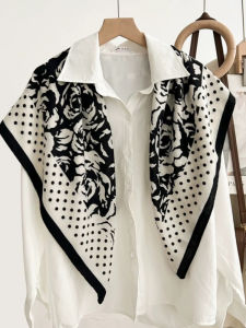 Khăn Choàng Lụa Hoa Hồng Nhỏ Kiểu Pháp Mới Khăn Quàng Cổ Bảo Vệ Cổ Khăn Quàng Cổ Thời Trang Khăn Quàng Cổ Bằng Cotton 90cm Khăn Choàng