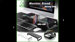 【SG】Monitor Stand with USB Port Phone Holder Foldable Desktop Monitor Riser with RGB LED Lighting