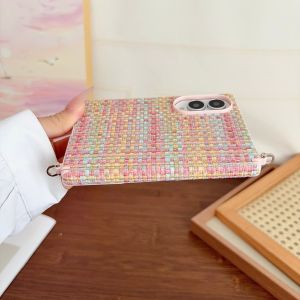 Z Fold8 Wide Luxury Woven Pattern Case for Samsung Galaxy Z Fold 8 Hinge Protect Women Girls Pearl Lanyard Wrist Strap Cover