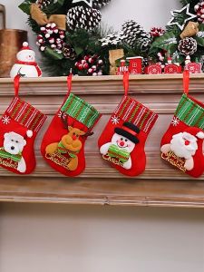 16CM Santa Socks Childrens Gift Bag Christmas Tree Hanging Christmas Stockings Xmas Decorations
