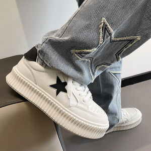 True Leather Panda Colorway Sporty Thick Bottom Trendy Shoes White Sneakers for Students Spring Summer Casual Board Shoes