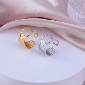 Cazador Ginkgo Leaves Rings for Women Open Geometric Ring Adjustable Stainless Steel Jewelry Mother Days Day Gift Wholesale New