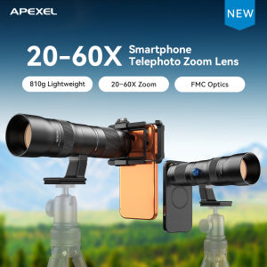 apexel | APEXEL 20-60x Telescope Zoom Lens Lens Universal High Power HD Telephoto Lenses 17MM for Bird-watching iPhone Samsung All Phones
