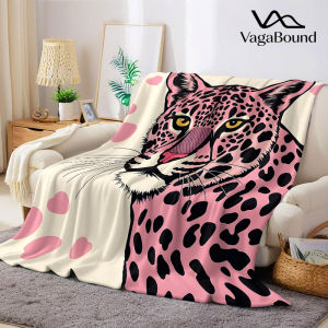 BILIBILI | Pink L Leopard Flannel Blanket Warm Soft Halloween Christmas Decorative Couch Warm Cozy All-Season Gift