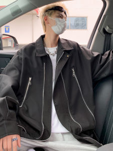 Retro American Workwear Jacket for Men Spring Autumn Style Pilot Baseball Collar Long Sleeve Zipper Closure Solid Color Coat