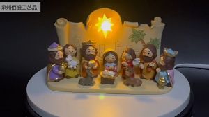 Holy Family Statue Nativity Scene Set 19*8*11cm 10 PCS Christmas Belen Set Xmas Tabletop Ornament Gifts For Christmas