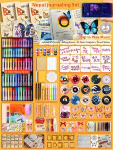 Vintage Handmade DIY Album Materials Popcorn Pen Dried Flower Music NFC Gift