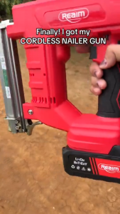 REAIM Cordless Nail gun F30 Rechargeable Manual Steel Nails Gun Nail Electric Power Actuated Nail Gun for Woodworking Frames