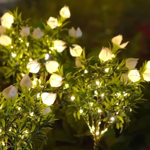 Solar Powered Gardenia Light Outdoor Waterproof Garden LED Lamp Lawn Courtyard Christmas Decoration
