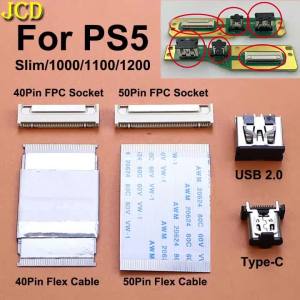 40Pin 50Pin FPC Socket Flex Cable USB 2.0 Type-C Charging Port Connector For PS5 1000 1100 1200 Slim 040 Motherboard Side Panel