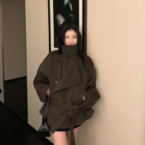 Elegant Retro Short Wool Coat Green