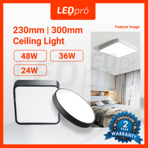 LED PRO LED Ceiling Light 230/300MM 24W/36W/48W Tri-Tone Balcony Kitchen Light - Square/Round Modern Minimalist - 2-Year Local Warranty