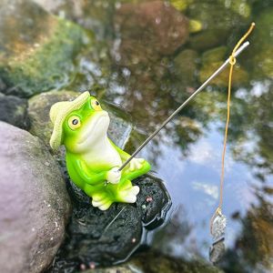 Garden Pond Decorative Fishing Frog Figures Made of Resin Garden Decoration Frog Figures Garden Decoration for Outdoor Figures
