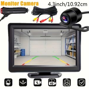 Car Monitor Camera Kit 4.3 Inch TFT LCD Screen Rear View System for CarsTrucksPickupsSuvs Easy Installation