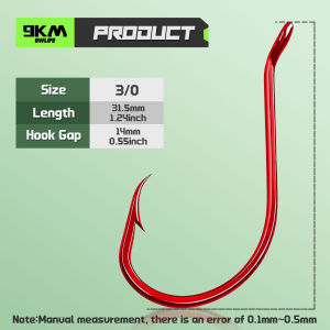 9KM DWLIFE | 9KM 50pcs Red Octopus Hook Offset Circle Hook for Saltwater Fishing Live Bait Fishing Hooks for Bass Walleye Trout Catfish