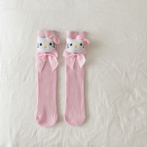 Spring Autumn Childrens Hello Kitty Doll Leg Socks Girls Long Tube Socks Cute Cartoon Character Mid-Calf Cotton Socks for Kids