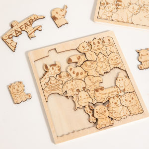 Kids Irregularly Animal Shape Puzzles Wooden Toy Dinosaur Ocean Stacked Jigsaw Intelligence Game Logical Thinking Education Toys