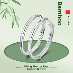 WU YUE JEWELRY | Bamboo Design Pure Silver Bangle Adjustable
