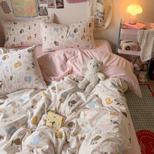 Bộ Đồ Giường Trẻ Em Hoạt Hình Bằng Cotton Nguyên Chất A-Class Bộ Ba Món Thân Thiện Với Làn Da Cho Ký Túc Xá Sinh Viên