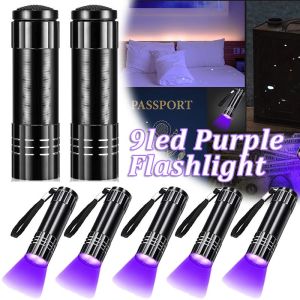 5pcs UV Light Flashlight / Portable Black Shell Purple Light Flashlight / Multifunction Mini LED Torch / Multi-purpose Zoom Handheld Lamp