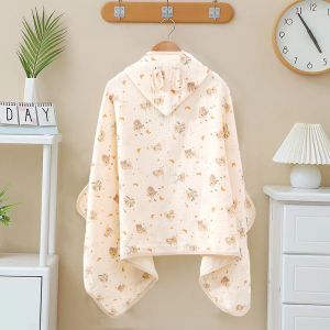 Khăn Bơi Trẻ Em Bằng Cotton Nguyên Chất Có Mũ Trùm Đầu Khăn Tắm Vải Cotton Hoạt Hình Ấm Áp Cho Trẻ Sơ Sinh Và Trẻ Em