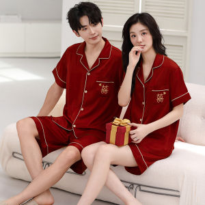 MiiOW | Wedding Celebration Summer Lightweight Red Couples Sleepwear Set