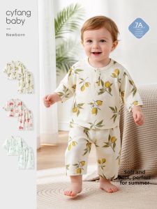 CAIYINGFANG | Summer Thin Separates Set for Infants Long Sleeve 7/8 Pants Home Wear