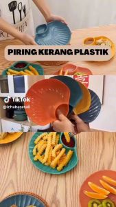 ( BISA COD ) PROMO Piring Kerang Plastik / Piring Bentuk Kerang Shell Plate Kue Roti 2in1 / Piring Viral Unik / Piring Bentuk Kerang / Wadah Tempat Makan Piring Cangkang Kerang Unik
