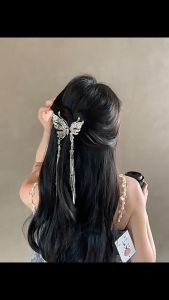 Jepit Rambut Korea Rumbai Mutiara Model Kupu-Kupu Korean Butterfly Pearl Tassel Hair Clip HBT